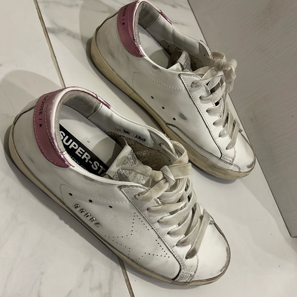 White and Pink Sneakers